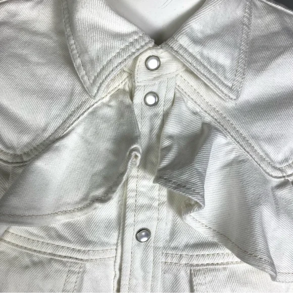 NEW Zadig & Voltaire shirt jacket Large western pearl snap ruffle Toky white - Picture 7 of 16